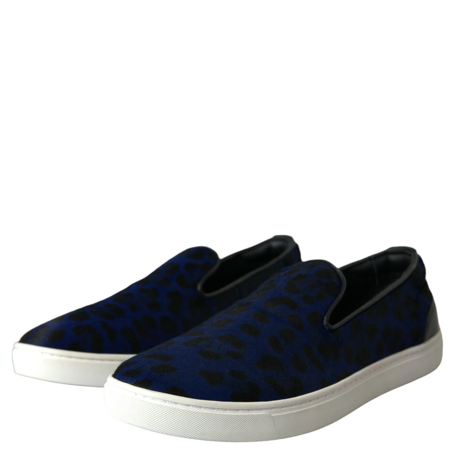 Blue Calfskin Hair Leopard Sneakers Shoes