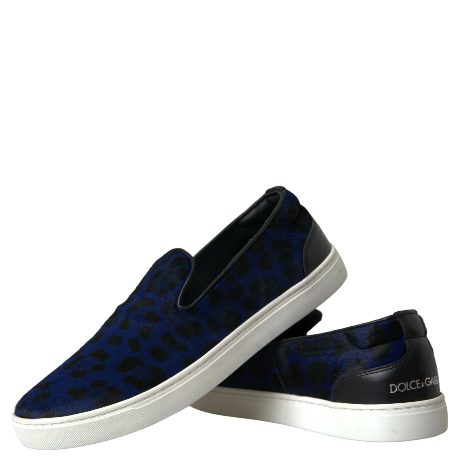 Blue Calfskin Hair Leopard Sneakers Shoes
