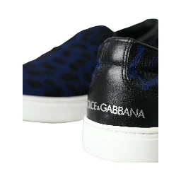 Blue Calfskin Hair Leopard Sneakers Shoes