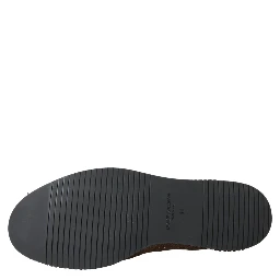 Brown Woven Leather Loafers Casual Shoes