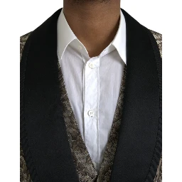 Brown Floral Jacquard Formal 3 Piece Suit