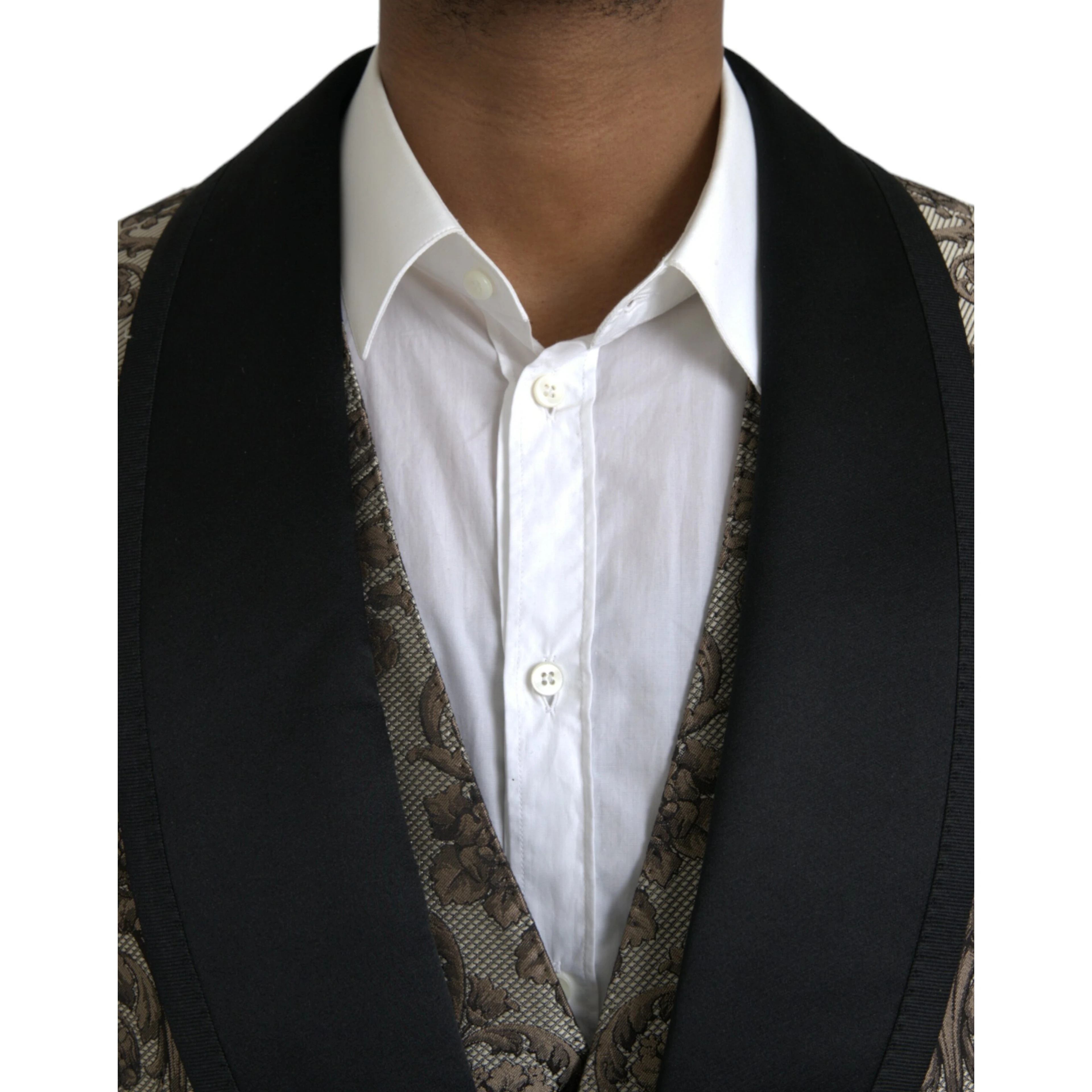 Brown Floral Jacquard Formal 3 Piece Suit