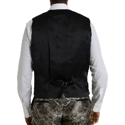 Brown Floral Jacquard Formal 3 Piece Suit