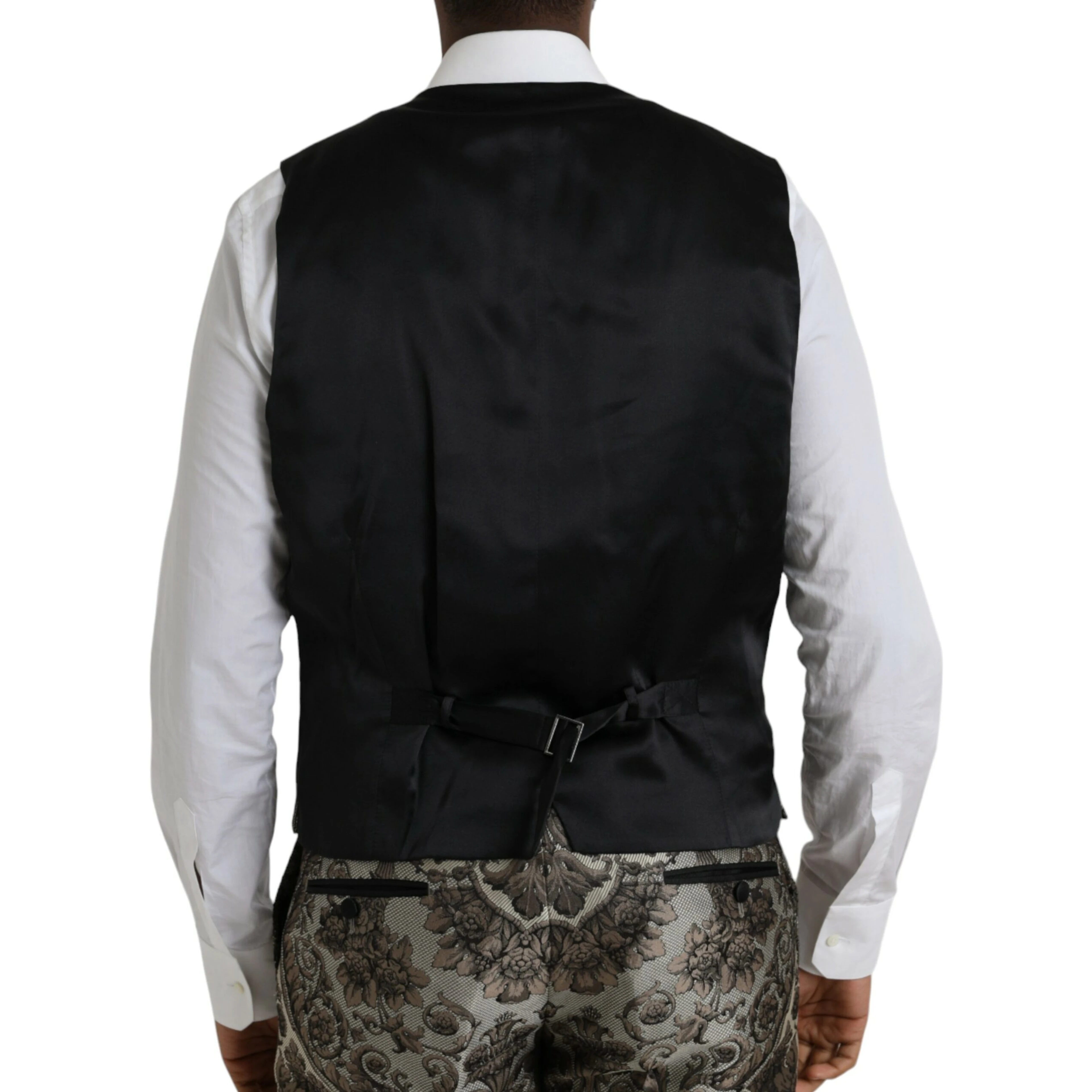 Brown Floral Jacquard Formal 3 Piece Suit