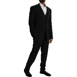 Black Polyester STAFF Formal 3 Piece Suit