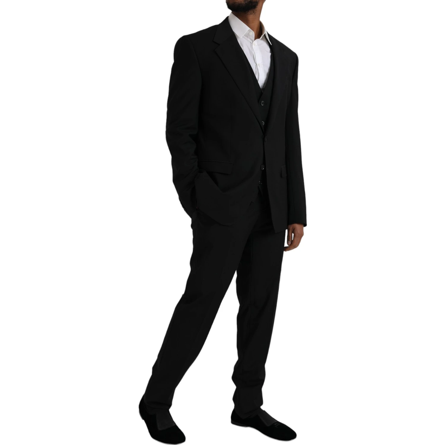 Black Polyester STAFF Formal 3 Piece Suit