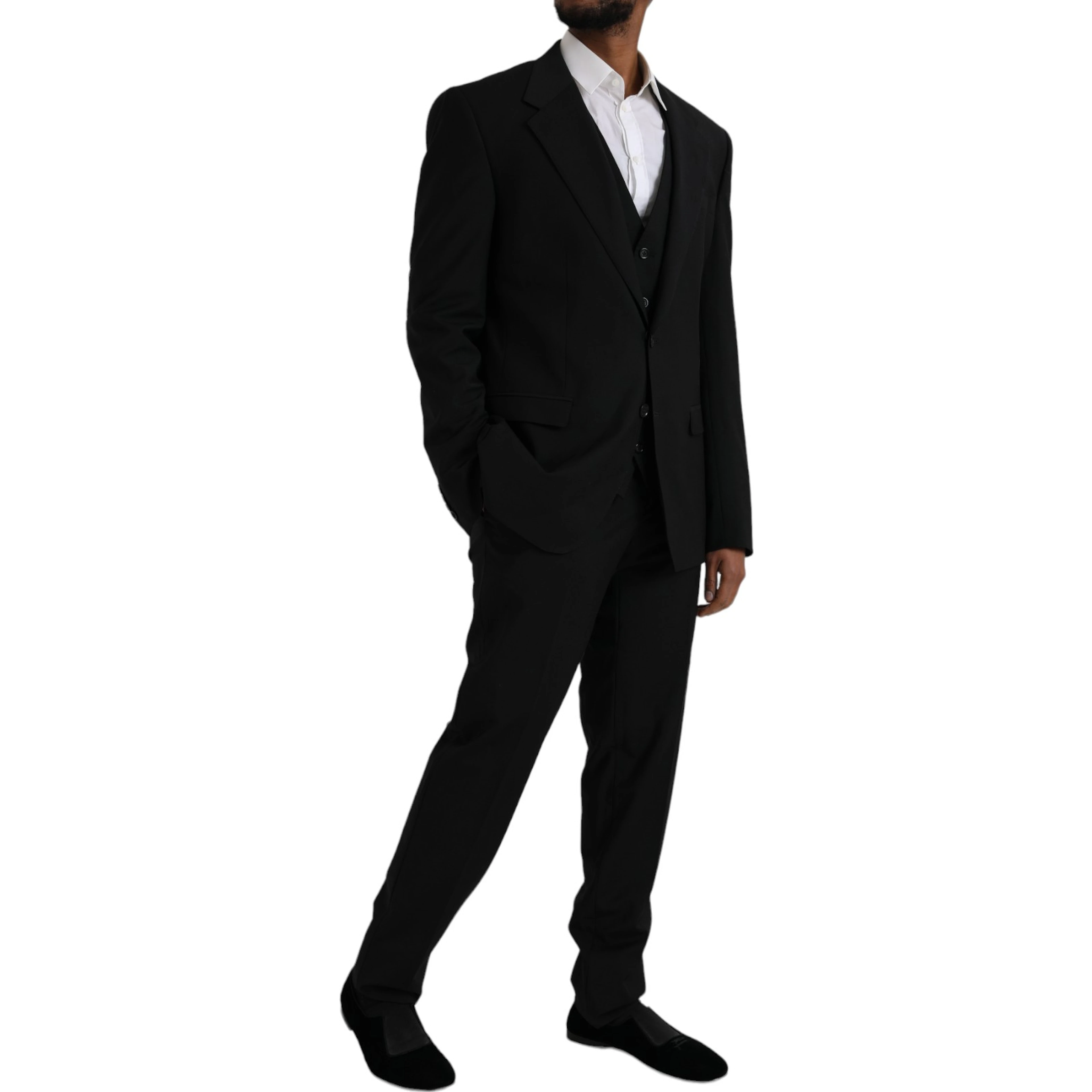 Black Polyester STAFF Formal 3 Piece Suit