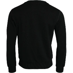 Black Cotton Long Sleeves Sweatshirt Sweater