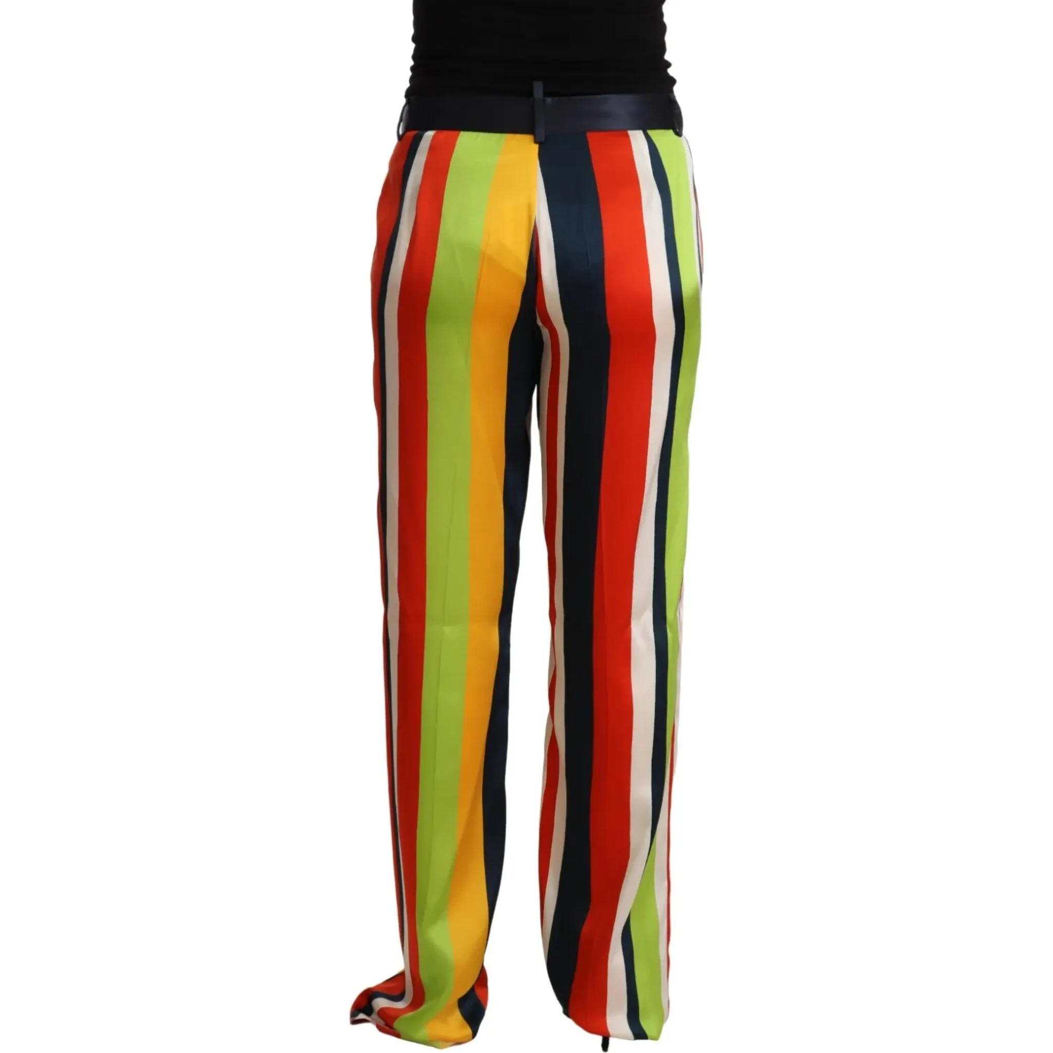 Multicolor Striped Mid Waist Straight Pants