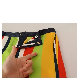 Multicolor Striped Mid Waist Straight Pants