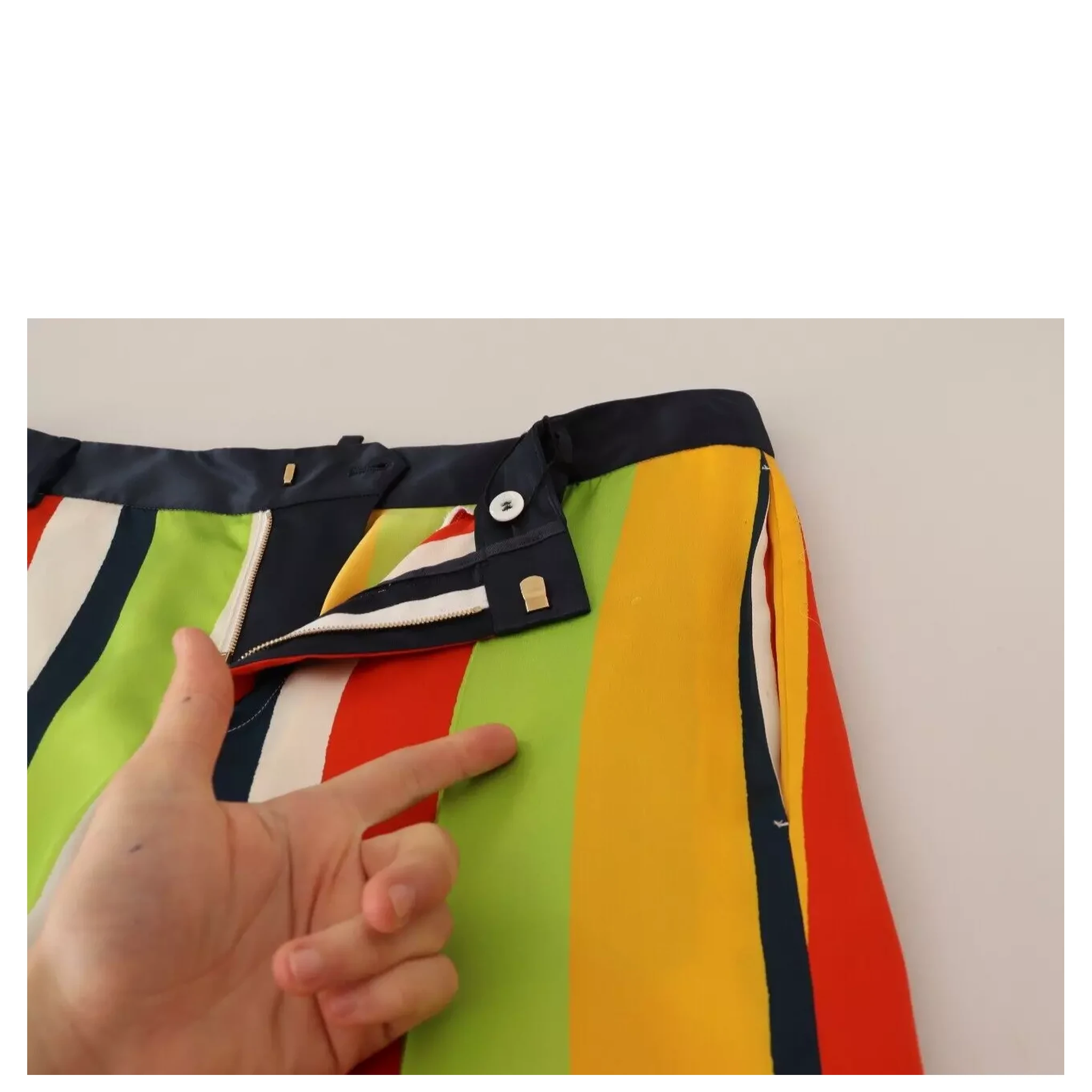 Multicolor Striped Mid Waist Straight Pants