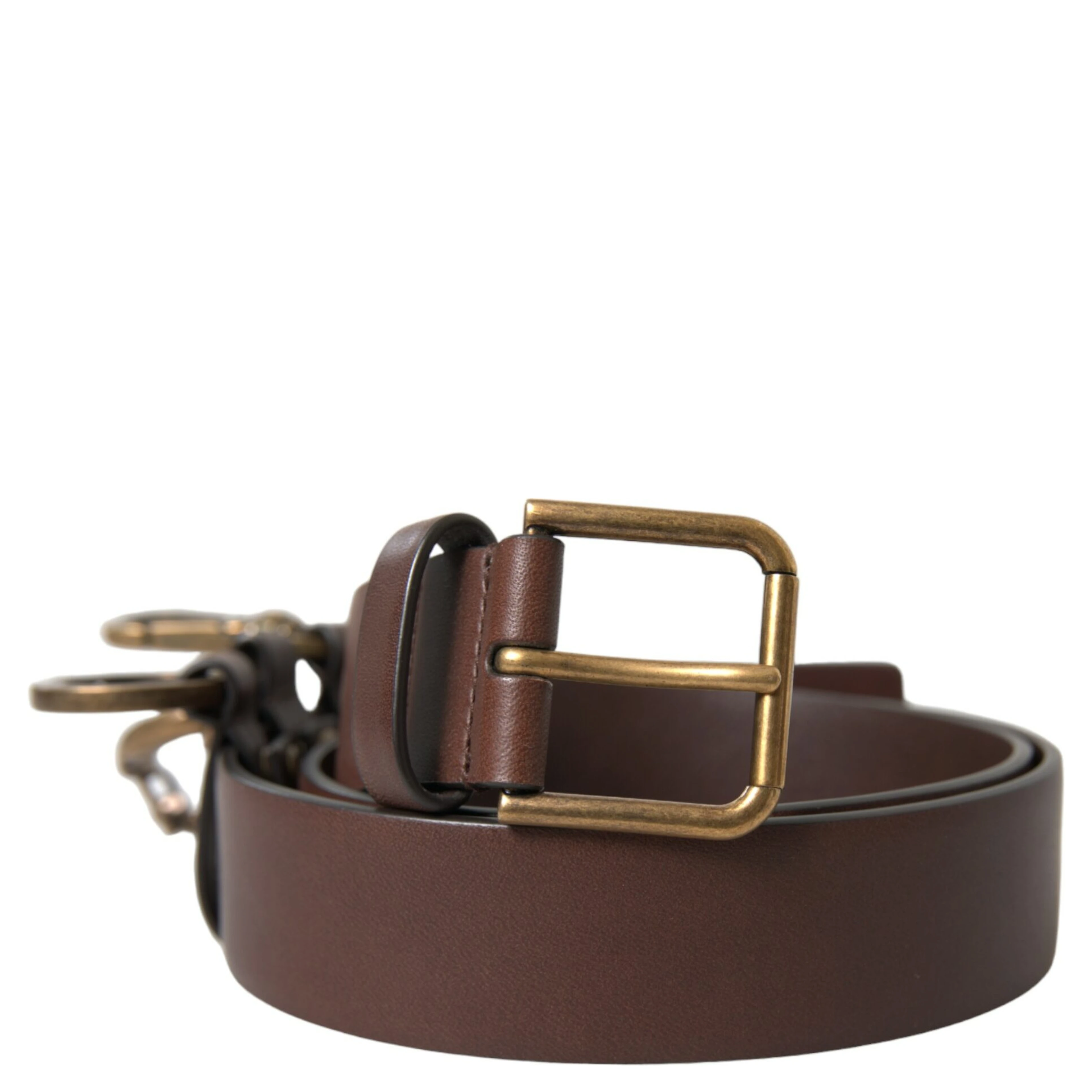 Brown Calf Leather Gold Metal Buckle Belt