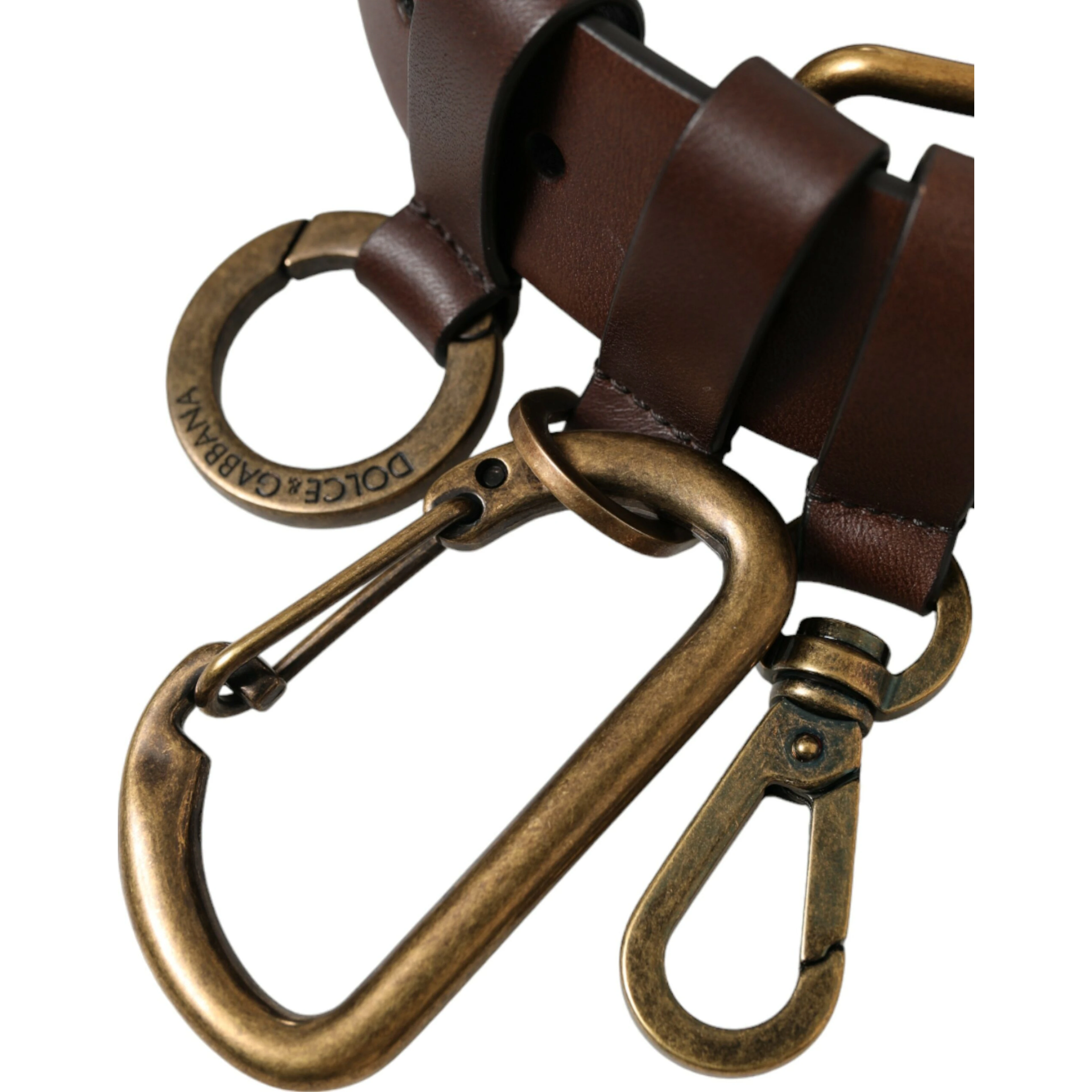 Brown Calf Leather Gold Metal Buckle Belt