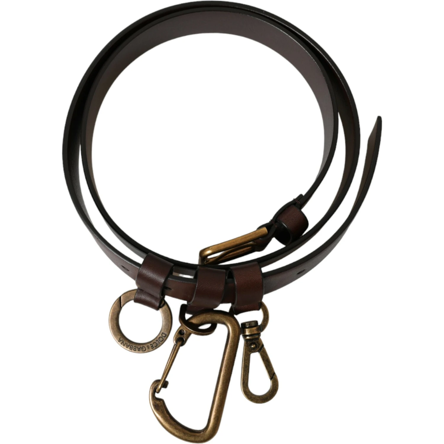 Brown Calf Leather Gold Metal Buckle Belt