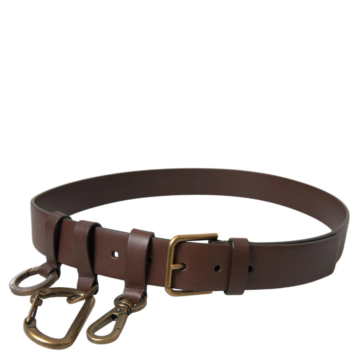 Brown Calf Leather Gold Metal Buckle Belt