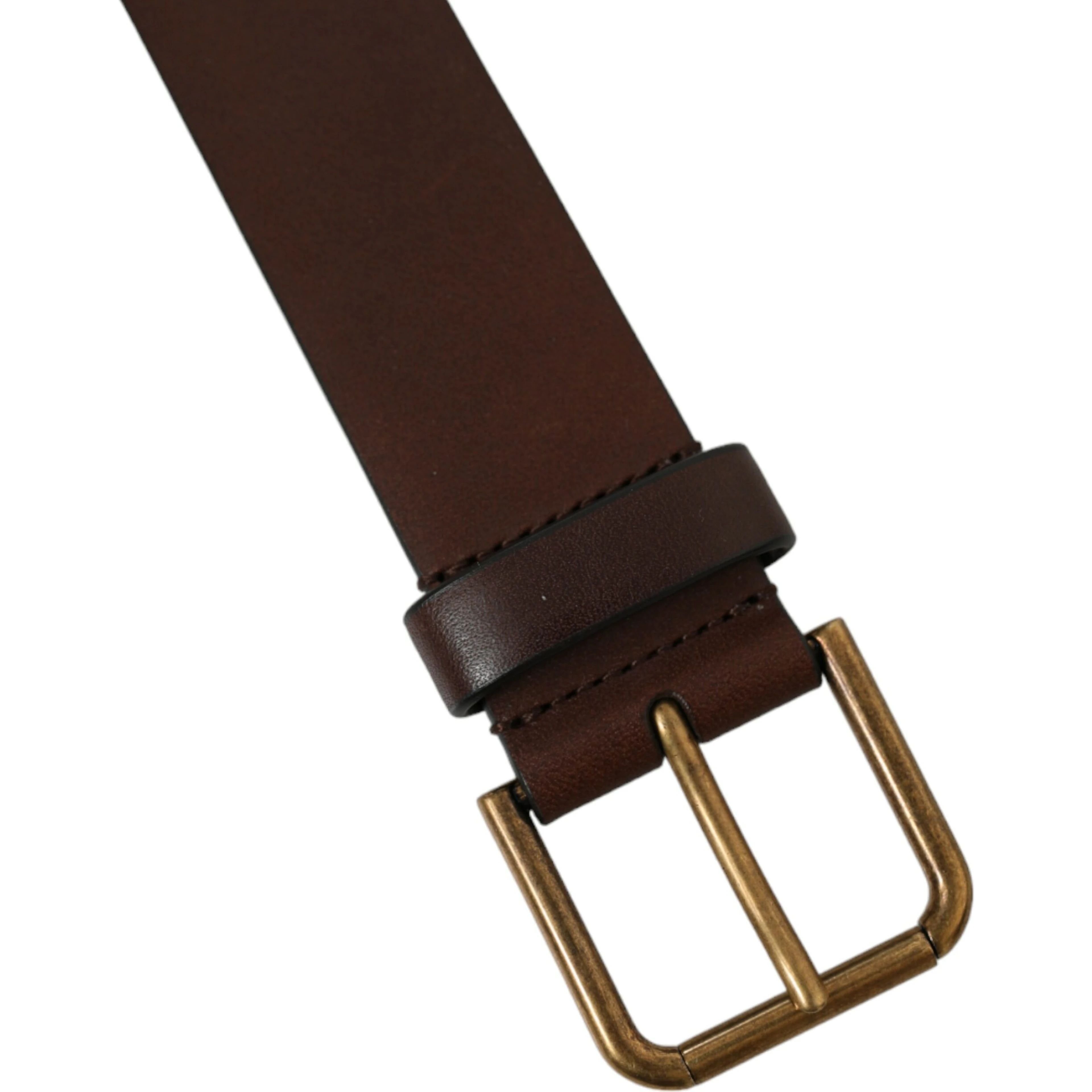 Brown Calf Leather Gold Metal Buckle Belt