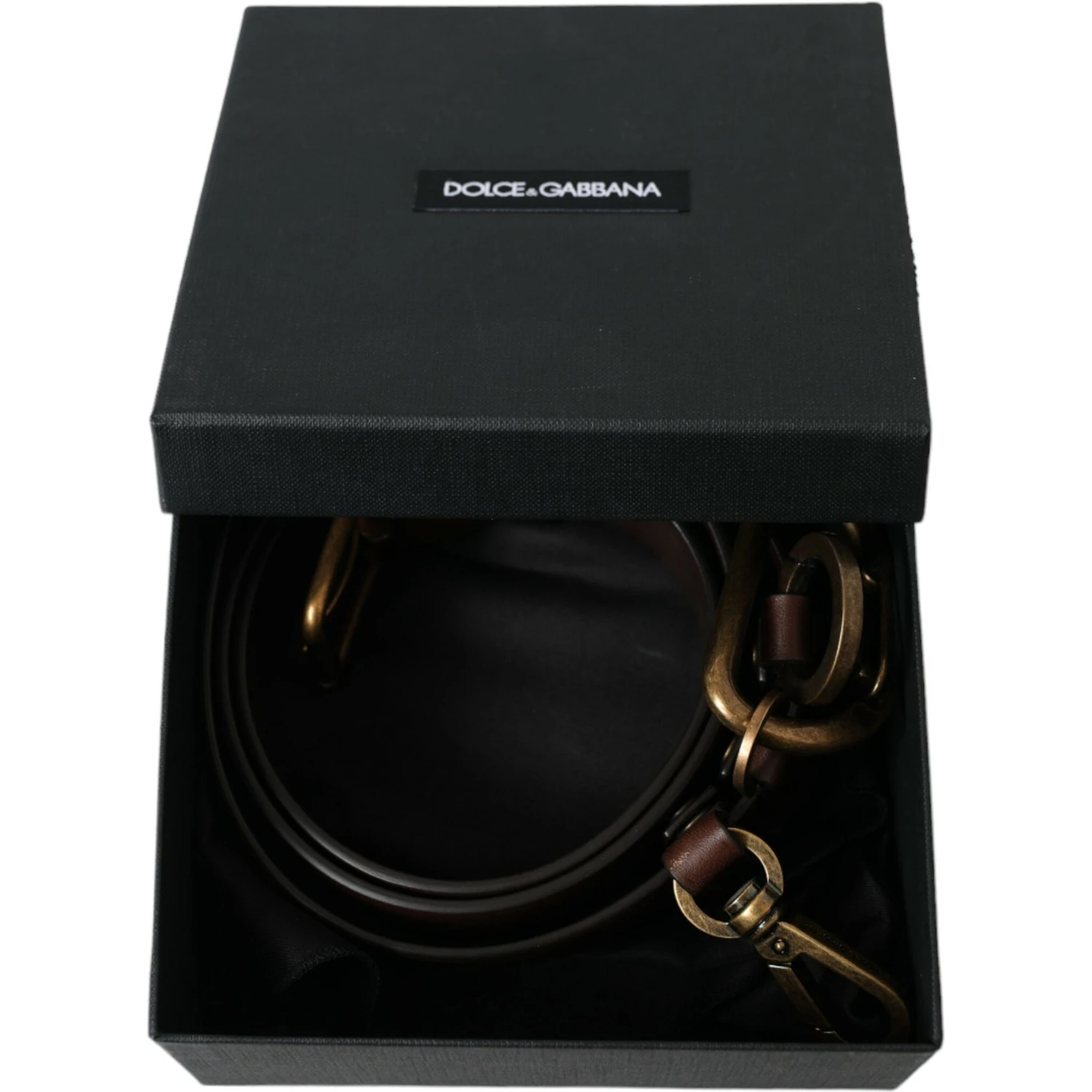 Brown Calf Leather Gold Metal Buckle Belt