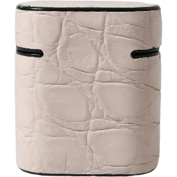 Light Pink Calf Leather Metal Logo Plaque Airpods Case