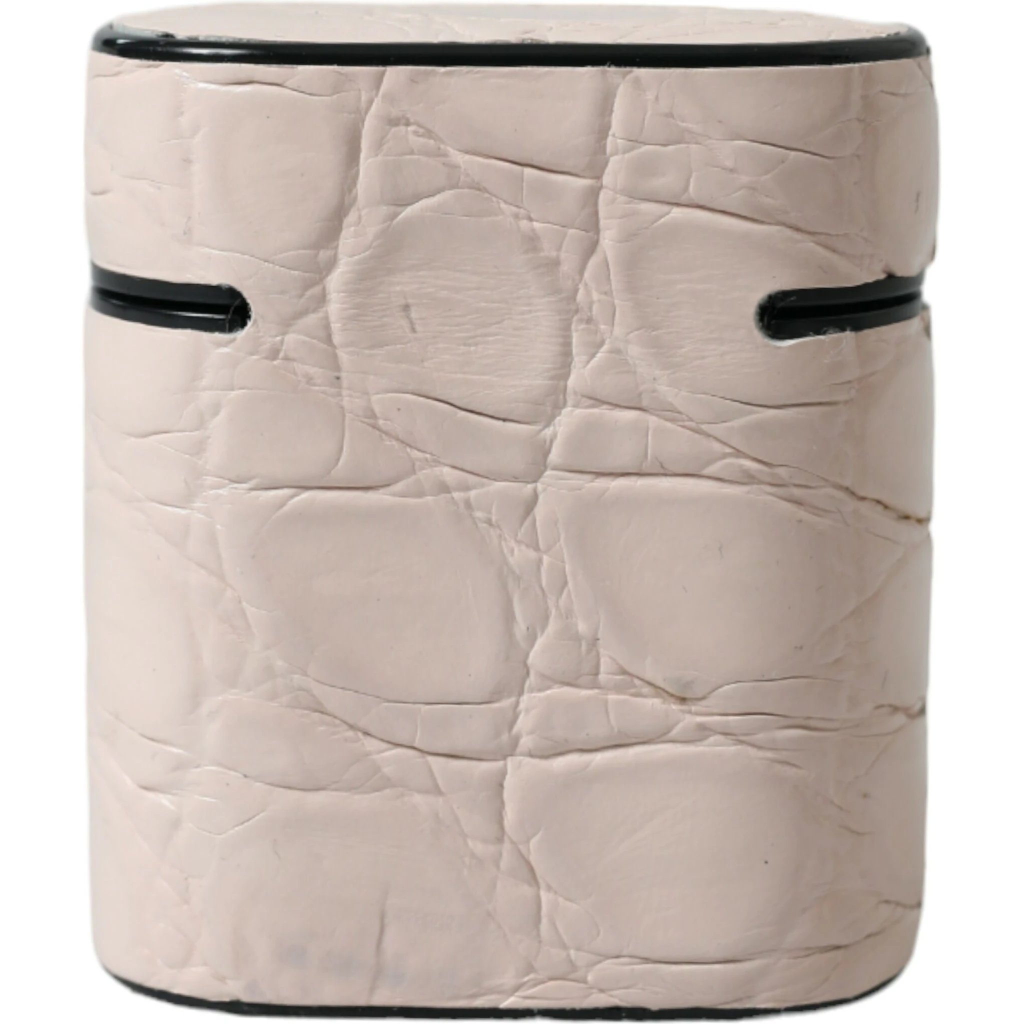 Light Pink Calf Leather Metal Logo Plaque Airpods Case