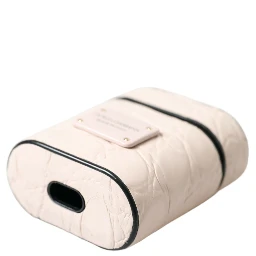 Light Pink Calf Leather Metal Logo Plaque Airpods Case