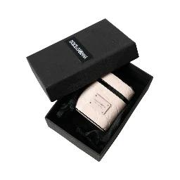 Light Pink Calf Leather Metal Logo Plaque Airpods Case