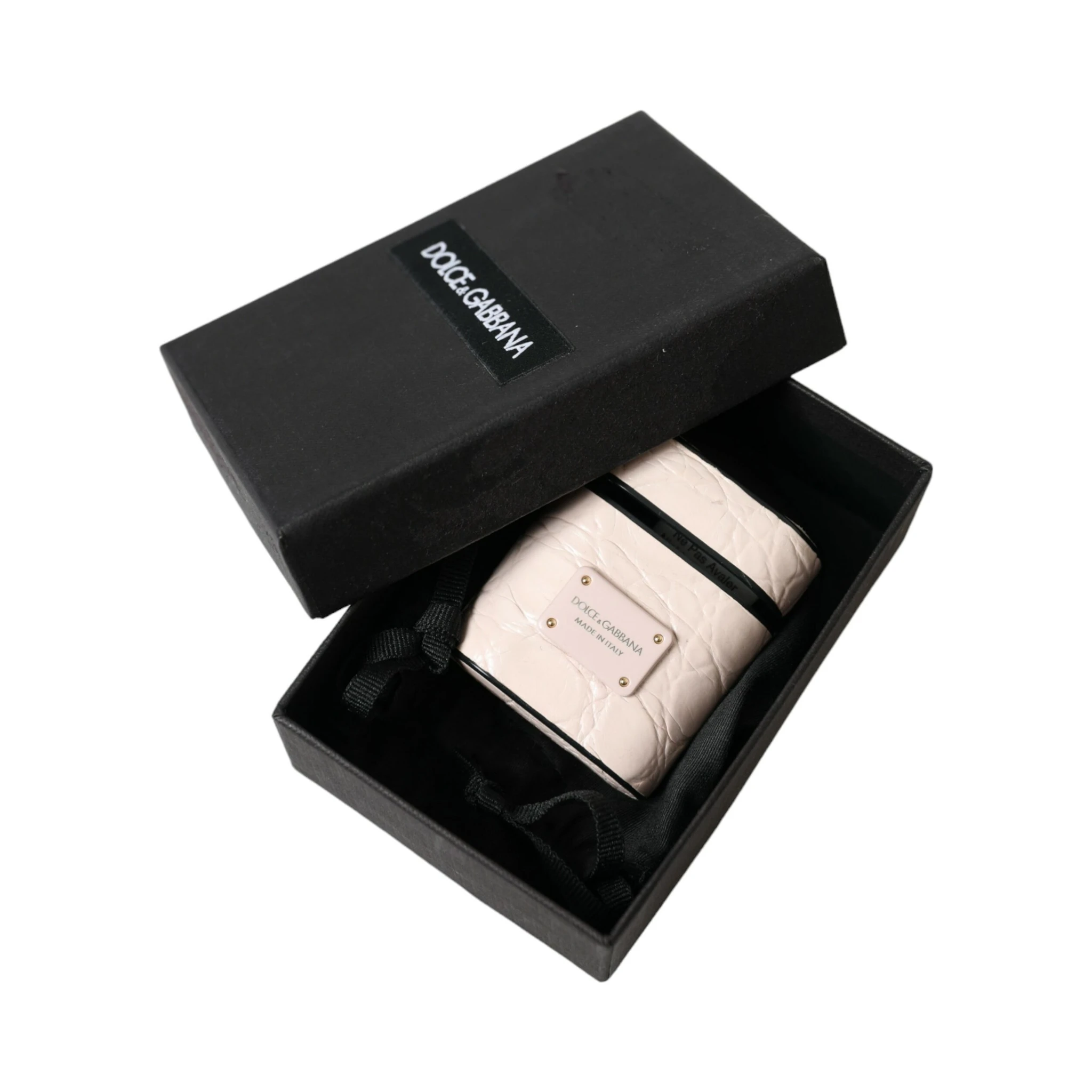 Light Pink Calf Leather Metal Logo Plaque Airpods Case