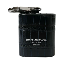 Black Crocodile Leather Silver Metal Logo Airpods Case