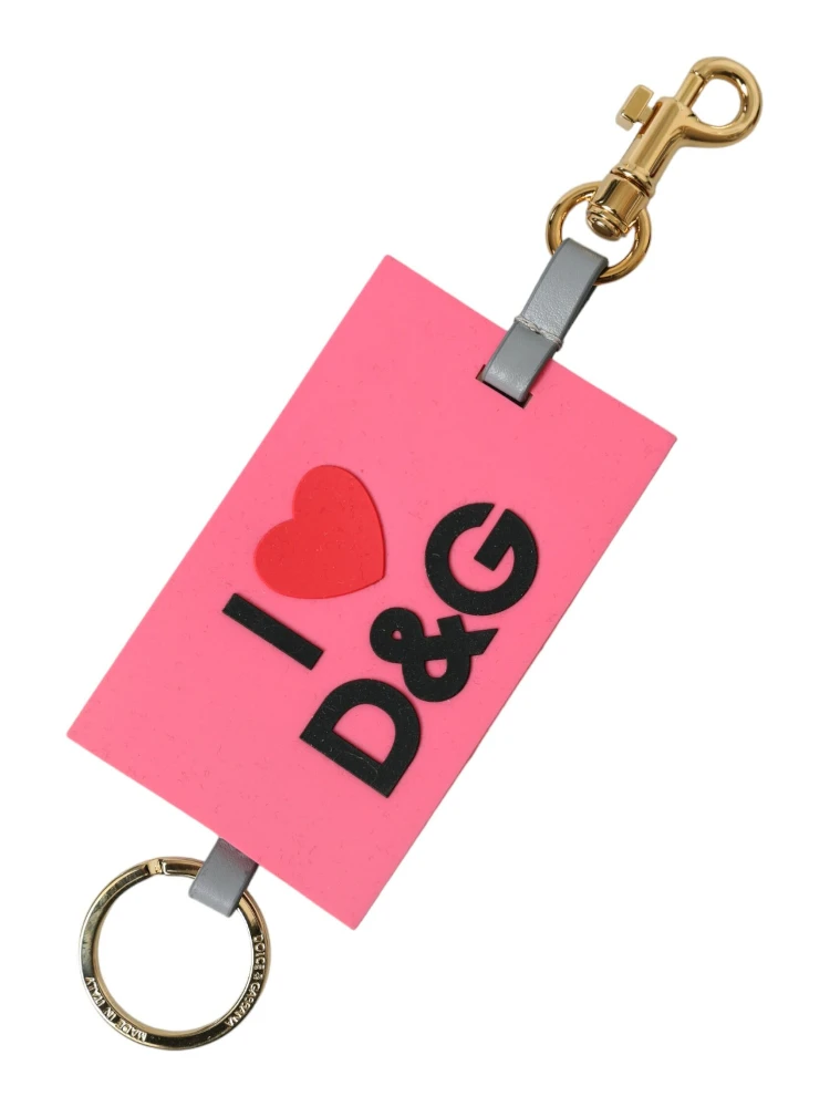 Pink Silicone DG Logo Gold Brass Keychain