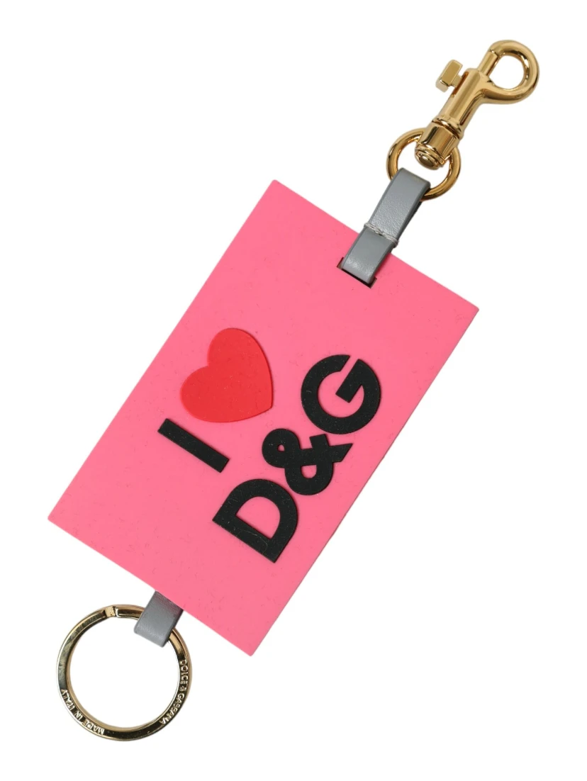 Pink Silicone DG Logo Gold Brass Keychain