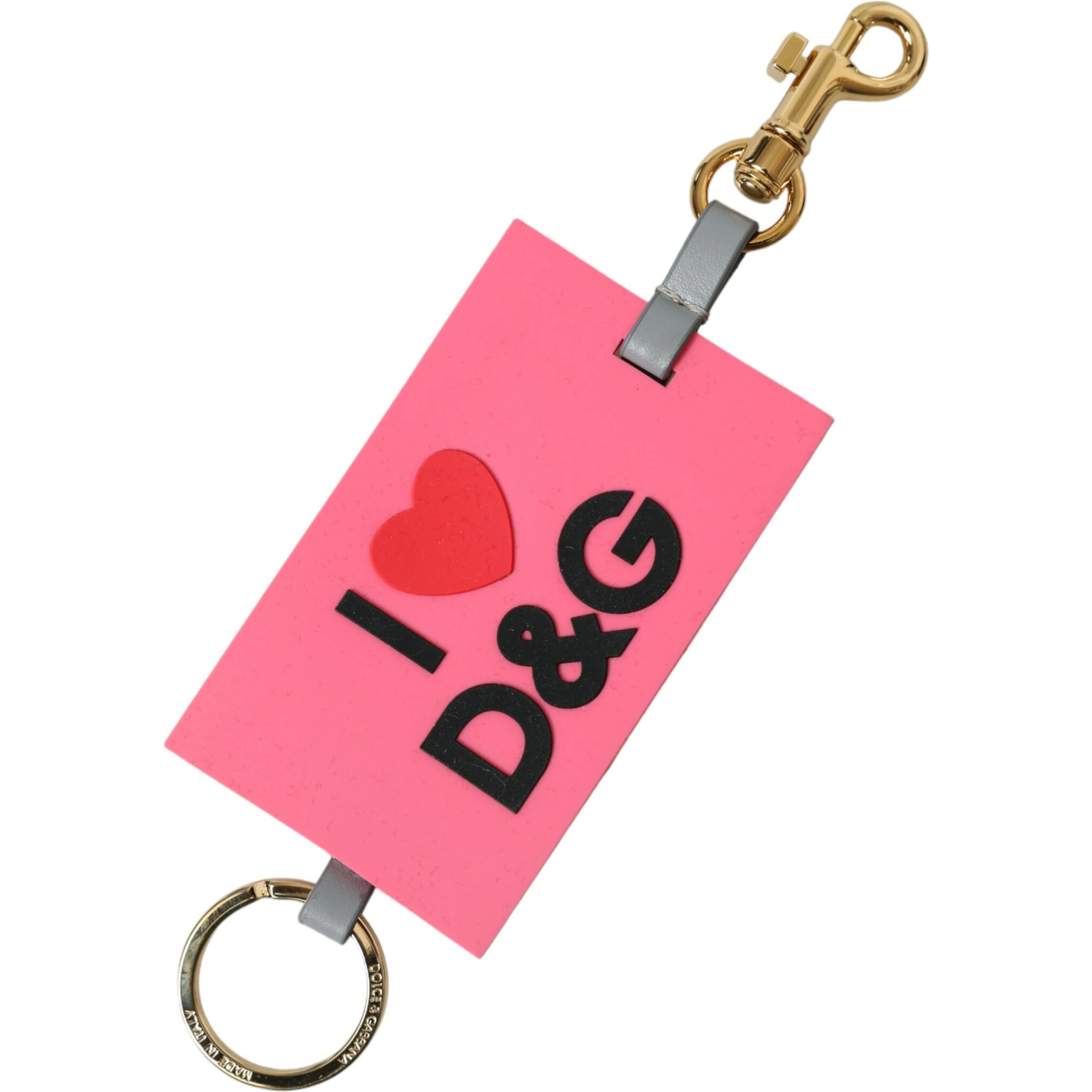 Pink Silicone DG Logo Gold Brass Keychain