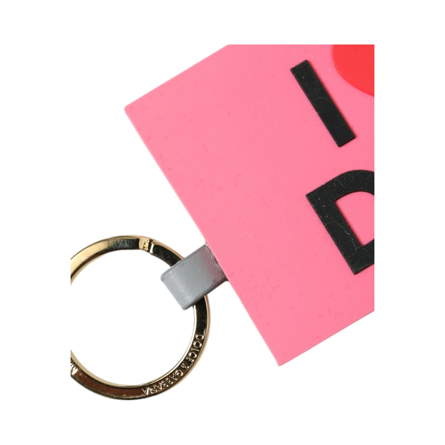 Pink Silicone DG Logo Gold Brass Keychain