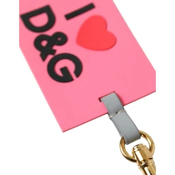 Pink Silicone DG Logo Gold Brass Keychain