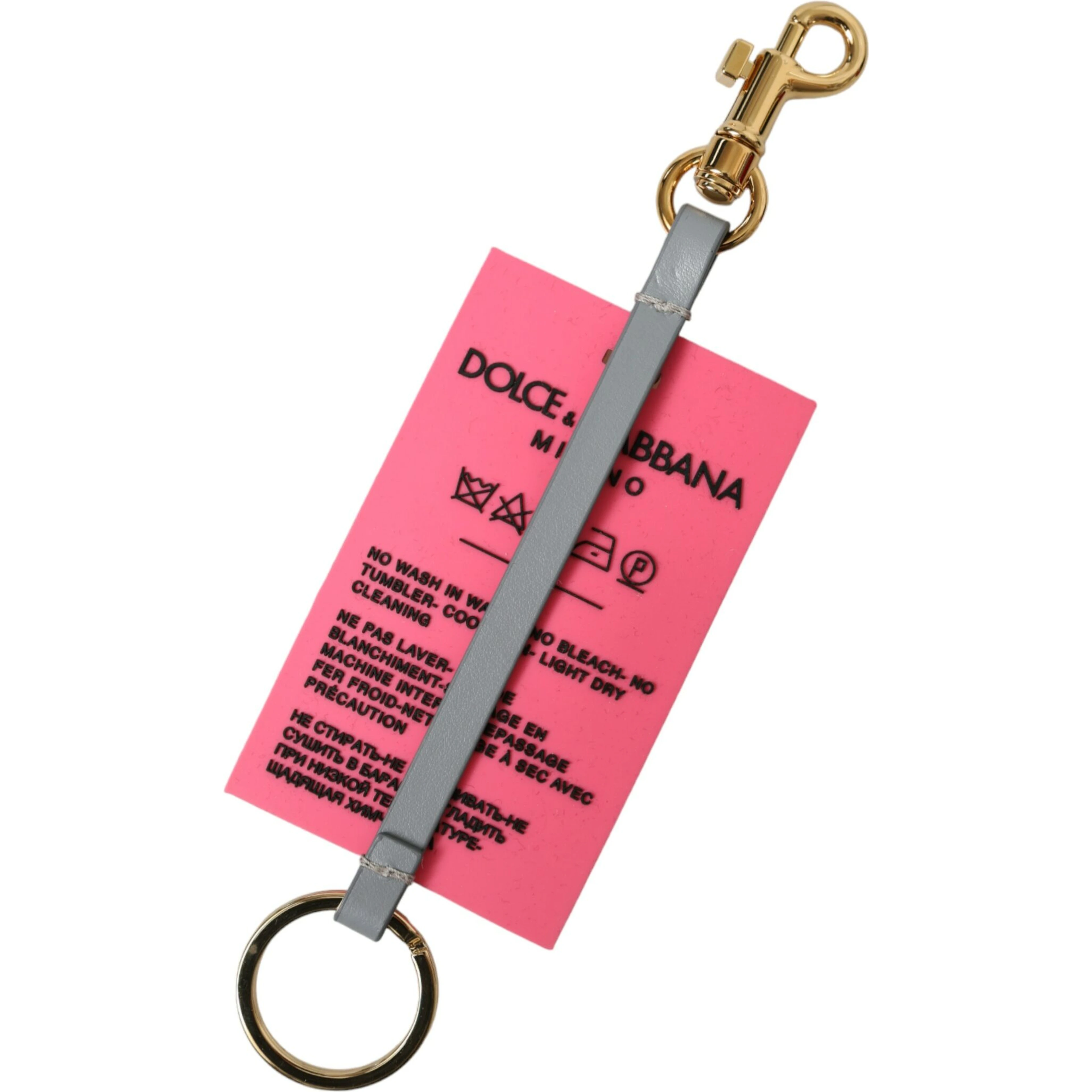 Pink Silicone DG Logo Gold Brass Keychain