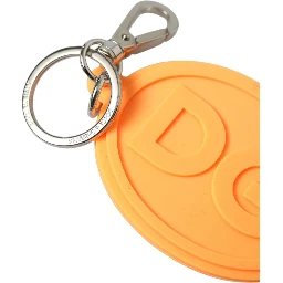 Orange Rubber DG Logo Silver Brass Metal Keyring Keychain