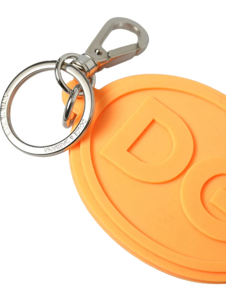 Orange Rubber DG Logo Silver Brass Metal Keyring Keychain alternative