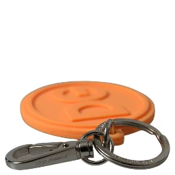 Orange Rubber DG Logo Silver Brass Metal Keyring Keychain
