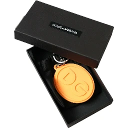 Orange Rubber DG Logo Silver Brass Metal Keyring Keychain