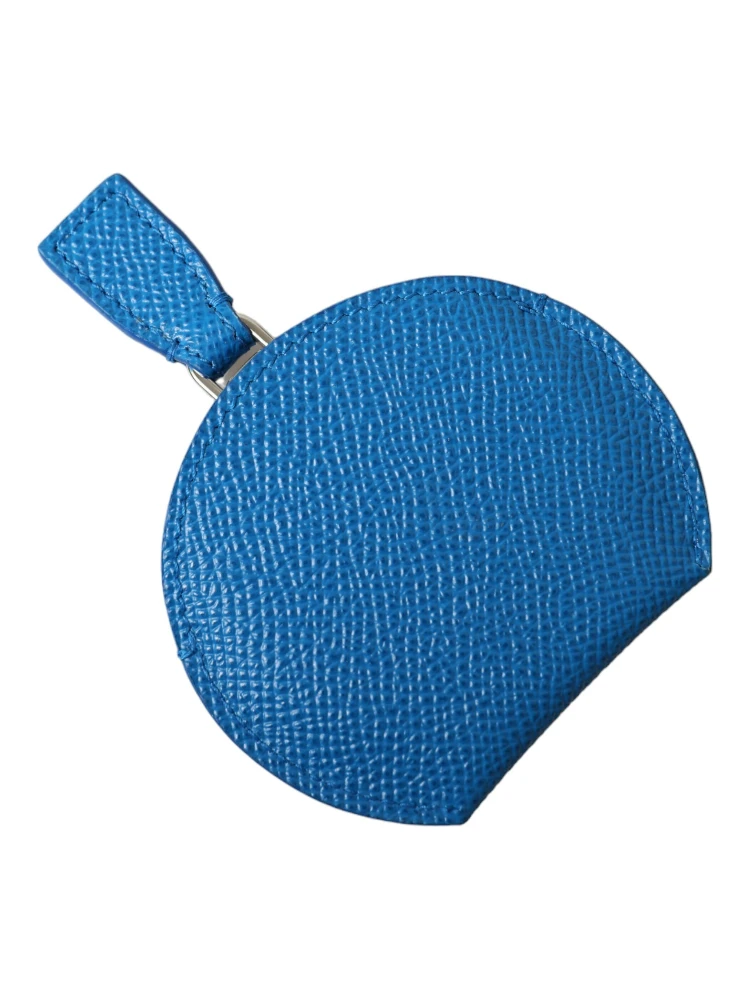 Blue Calfskin Leather Round Logo Hand Mirror Holder alternative