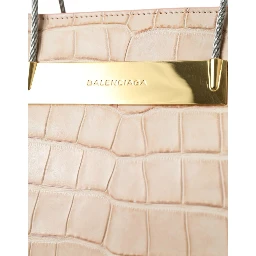 Pink Exotic Leather Embossed Cable Handle Shopper Tote Bag