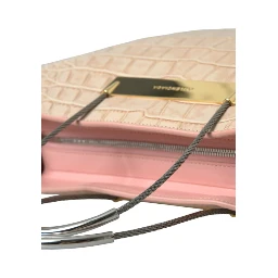 Pink Exotic Leather Embossed Cable Handle Shopper Tote Bag