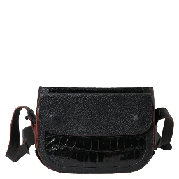 Black Exotic Leather Shoulder Crossbody Camera Bag