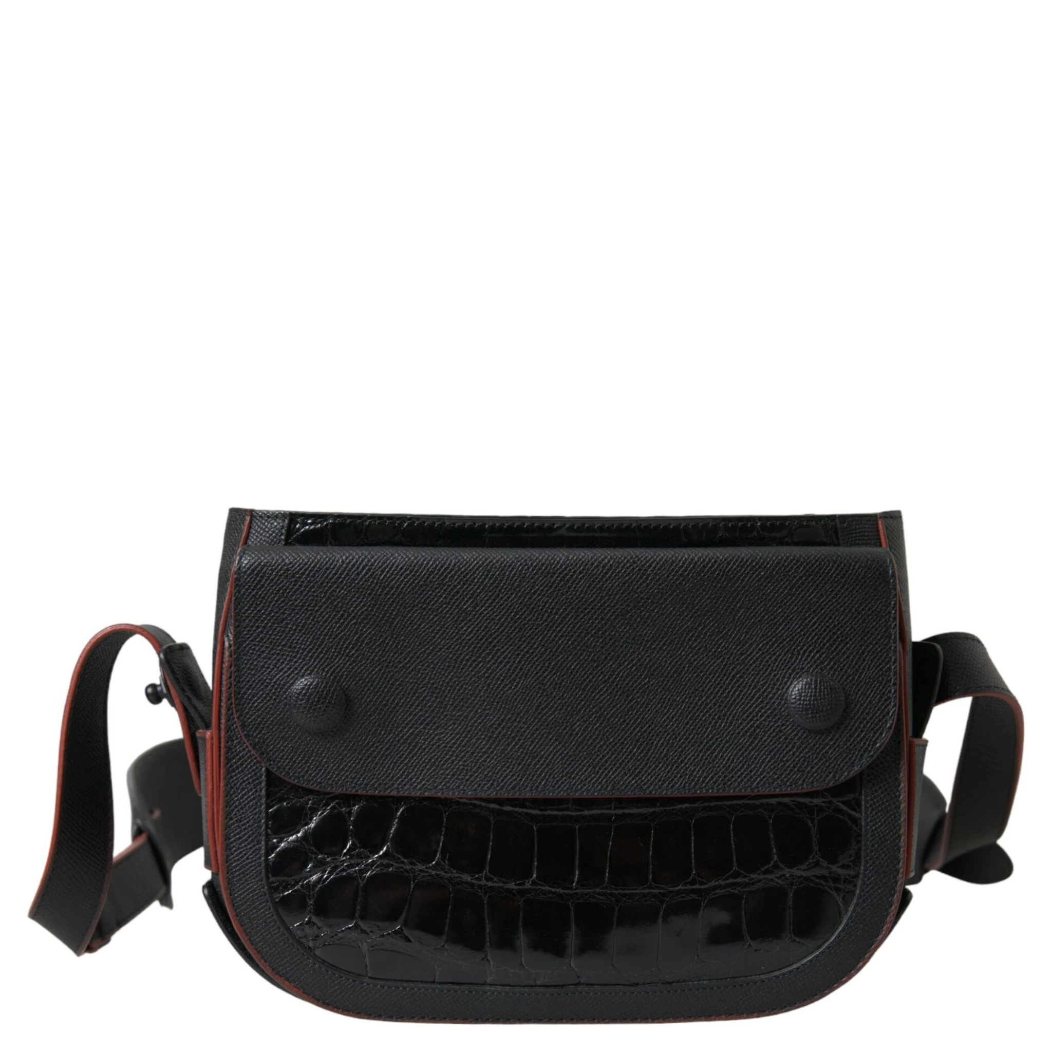 Black Exotic Leather Shoulder Crossbody Camera Bag