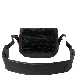 Black Exotic Leather Shoulder Crossbody Camera Bag