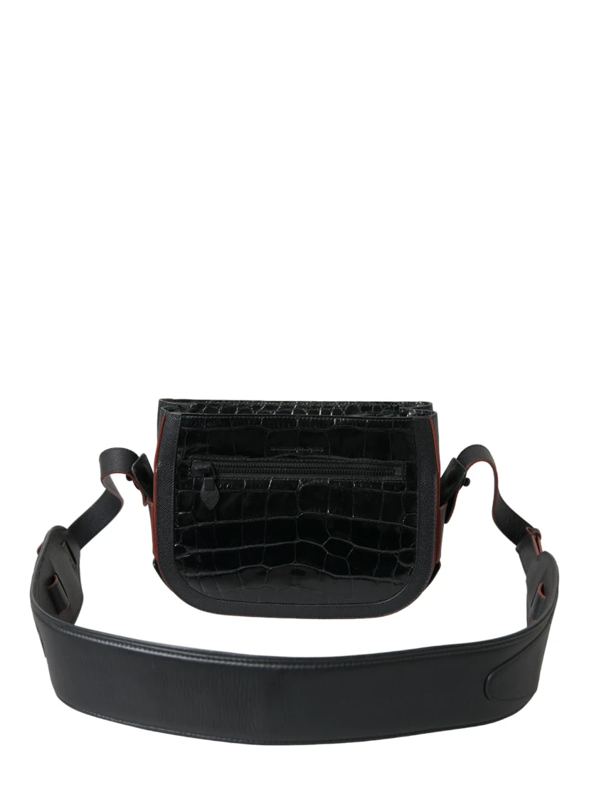 Black Exotic Leather Shoulder Crossbody Camera Bag
