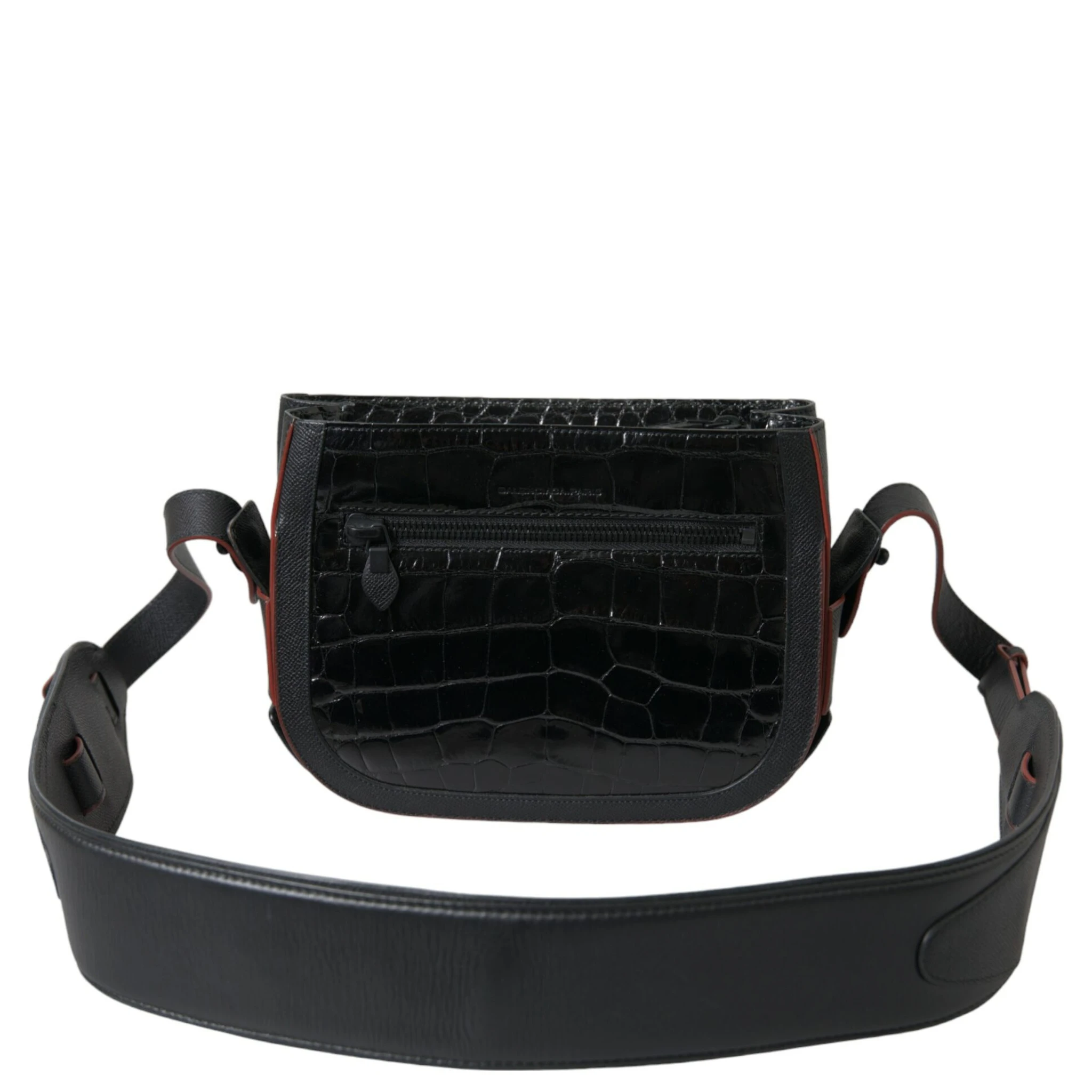Black Exotic Leather Shoulder Crossbody Camera Bag