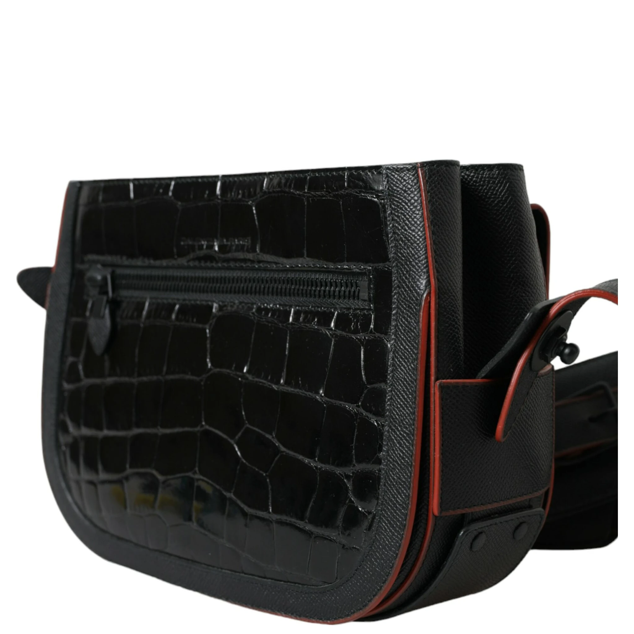 Black Exotic Leather Shoulder Crossbody Camera Bag