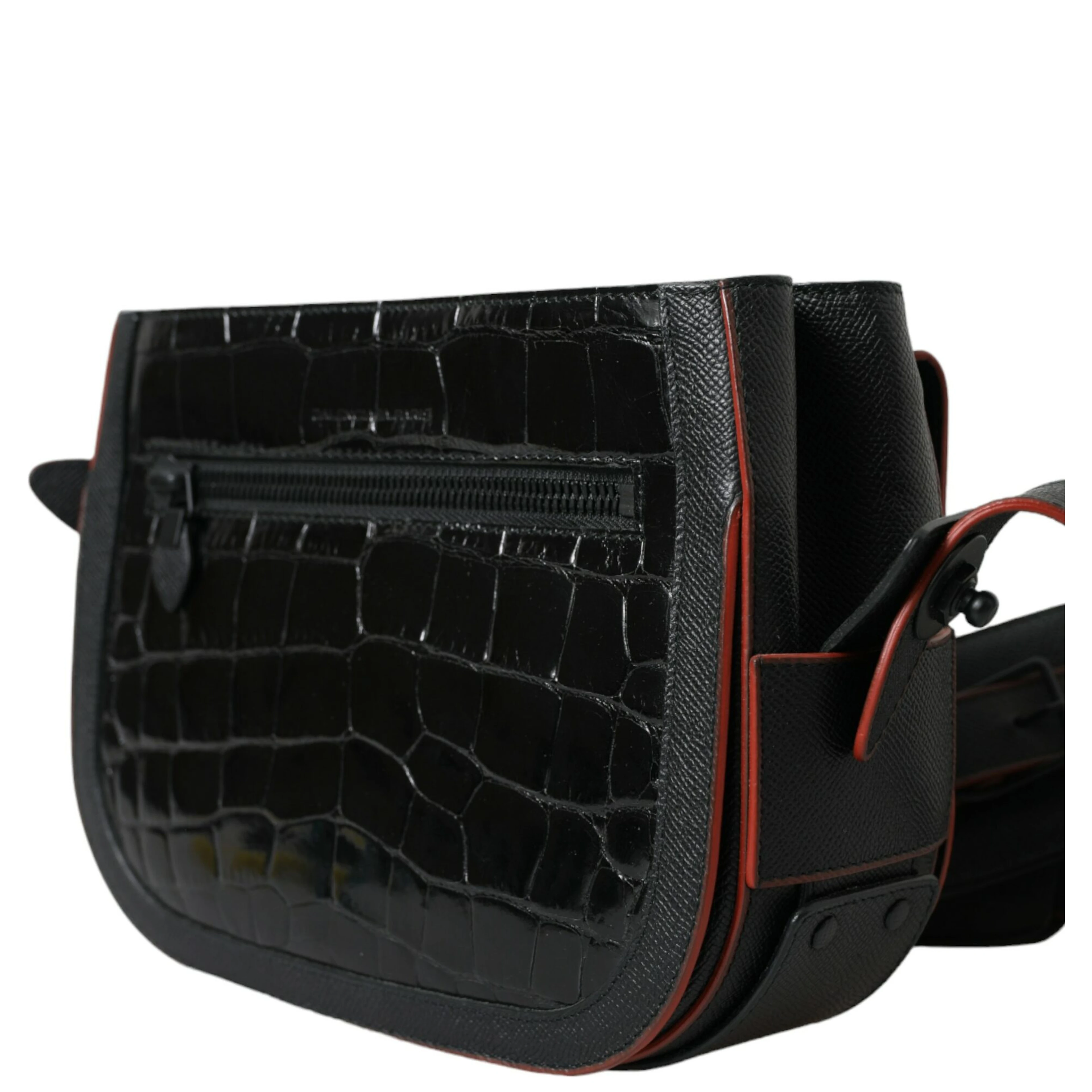 Black Exotic Leather Shoulder Crossbody Camera Bag