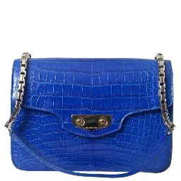 Blue Exotic Leather Neo Classic Small Shoulder Bag