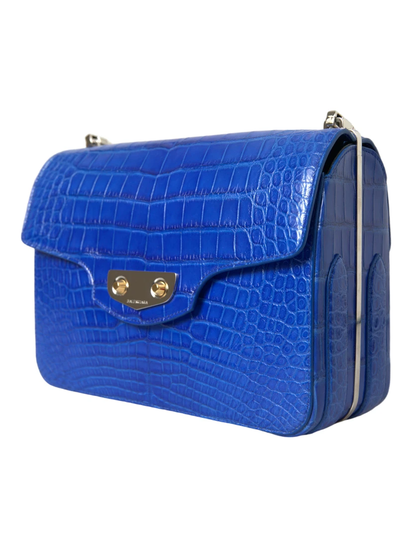 Blue Exotic Leather Neo Classic Small Shoulder Bag