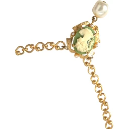 Gold Brass Chain Pearl Pendant Charm Necklace